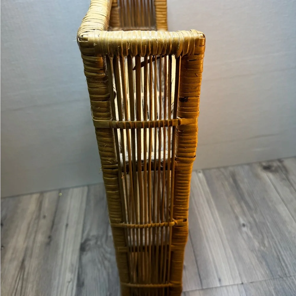 Vintage Wicker Rattan Three Tier Bathroom Shelving Storage Unit Etagere